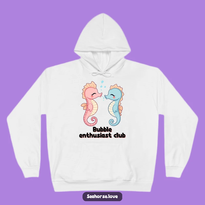 Funny Giggling Seahorse Hoodie - Cozy Ocean Bubble Humor Sweatshirt