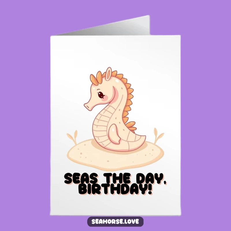 Free Printable Seahorse Birthday Card - Peaceful Underwater Downloadable Greeting