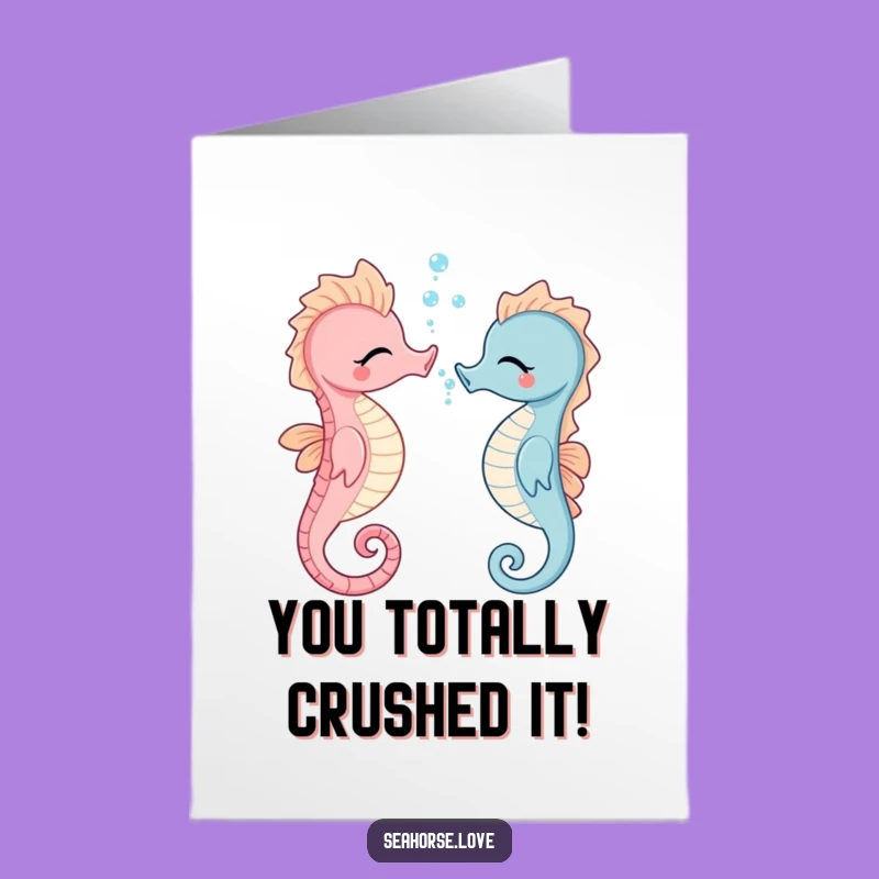 Free Printable Congratulations Card: Giggling Seahorse Bubbles, Hilarious Downloadable Gift
