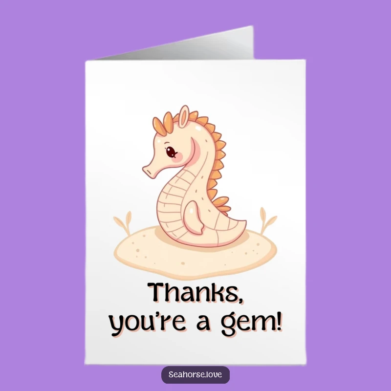 Free Printable Thank You Seahorse Card - Tranquil Underwater Downloadable for Gratitude
