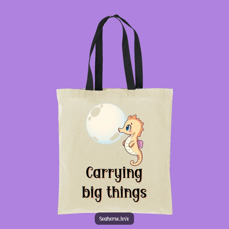 Funny Seahorse Bubble Tote Bag: Carry Ocean Charm!